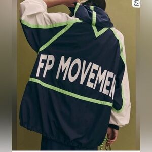 Free People FP Movement navy blue lime colorblock care In the Wind jacket New